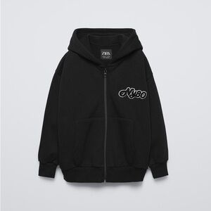 Boys Black Zara Zip up Hoodie